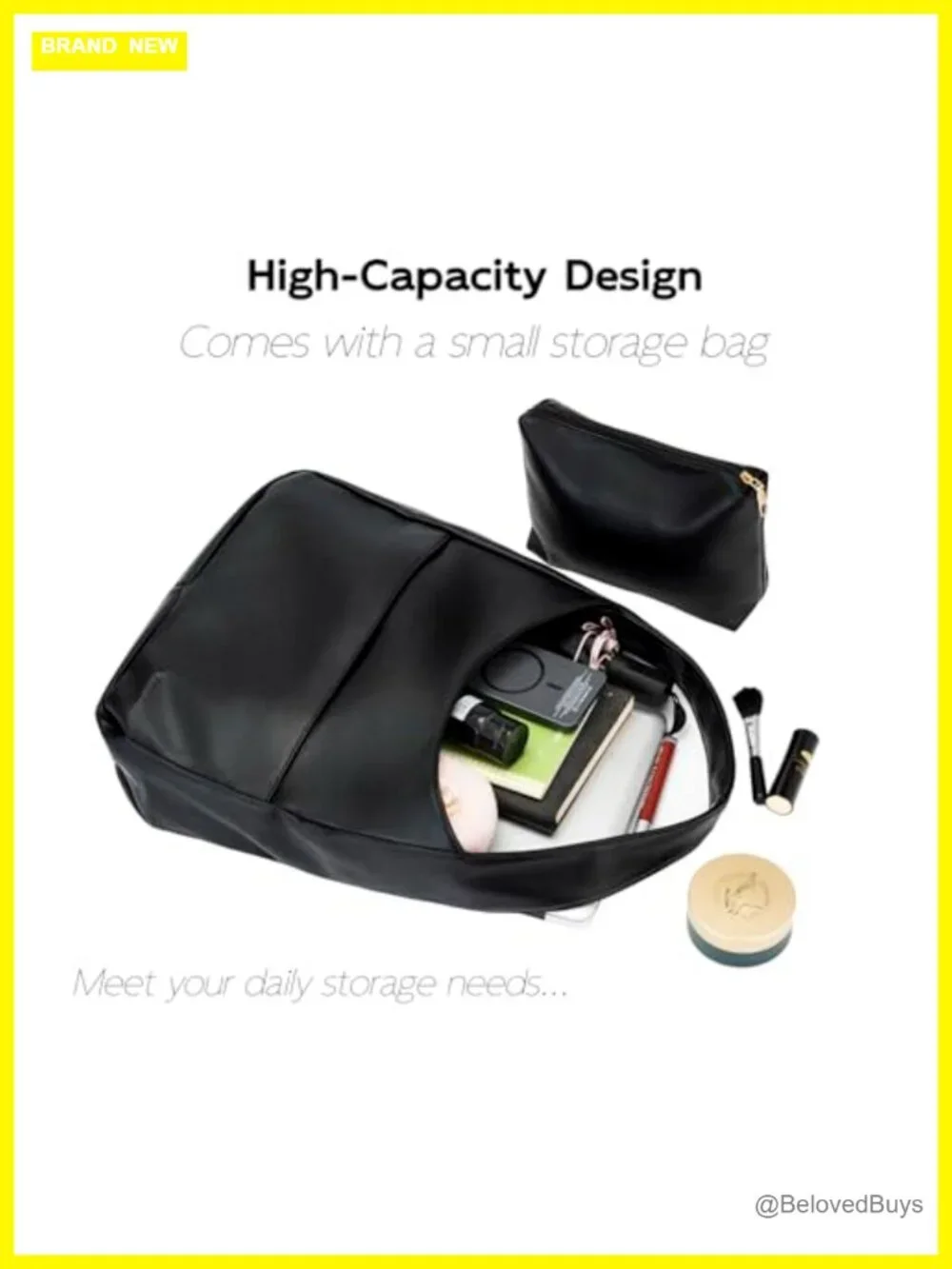 Faux Leather Hobo Tote Bag for Women Soft Shoulder Handbag with Wide Strap 2Pcs